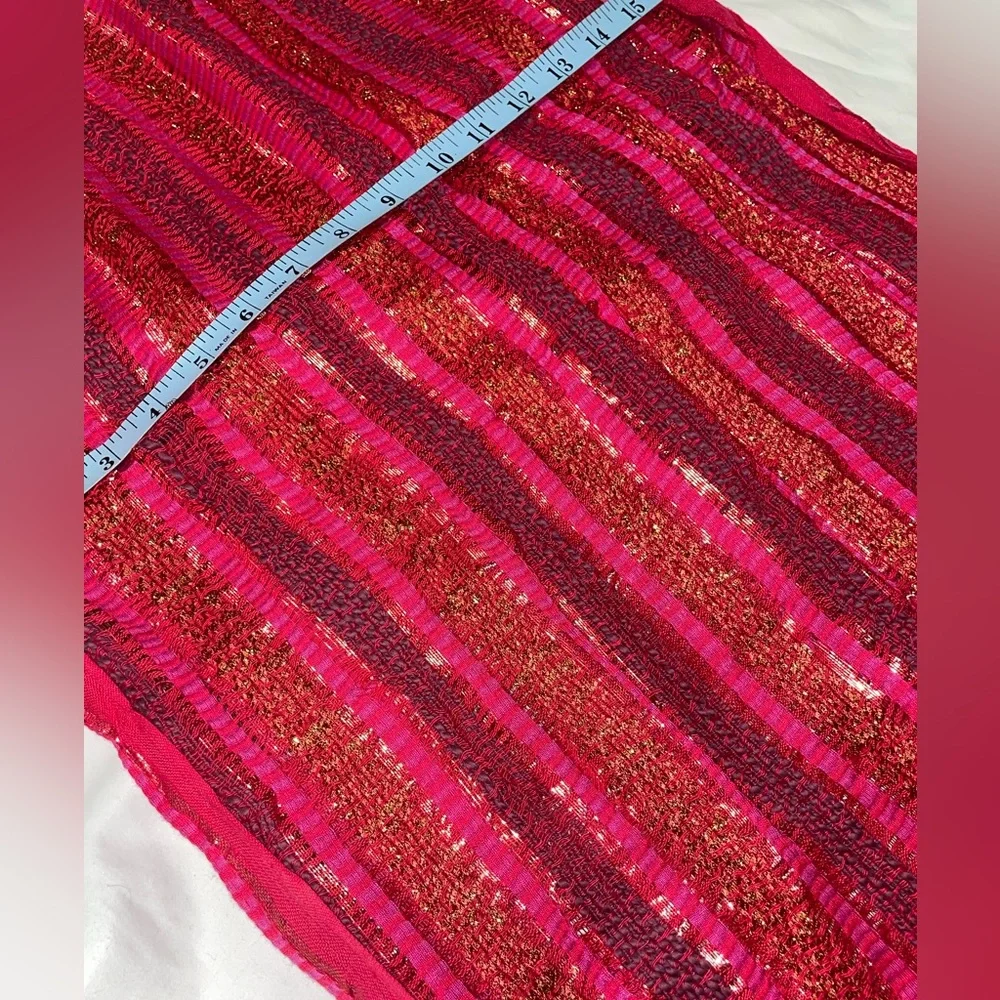 Collection Eighteen Red Burgundy Gold Sparkly Knit Scarf